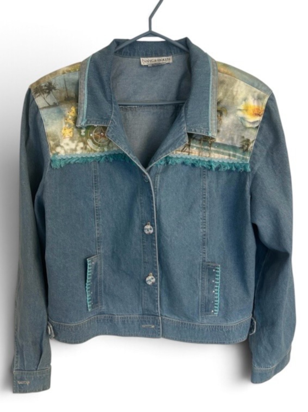 Vintage City Girl by Nancy Bolen
Embellished Boho Denim Jacket Size 18